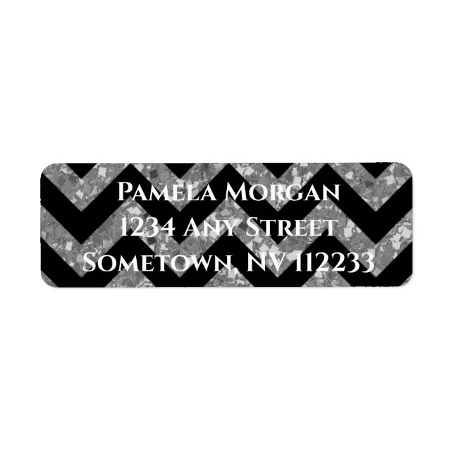 Silver Glitter Chevron Return Address Label (Front)