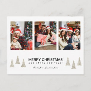 Silver Glitter Christmas Holiday Postcard