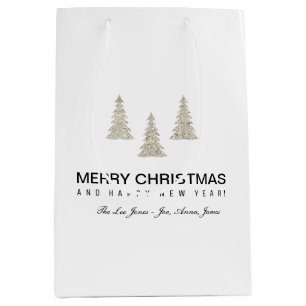 Silver Glitter Christmas Medium Gift Bag