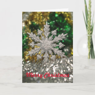 Silver Glitter Christmas Star Holiday Card