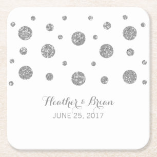 Silver Glitter Confetti Paper Coasters