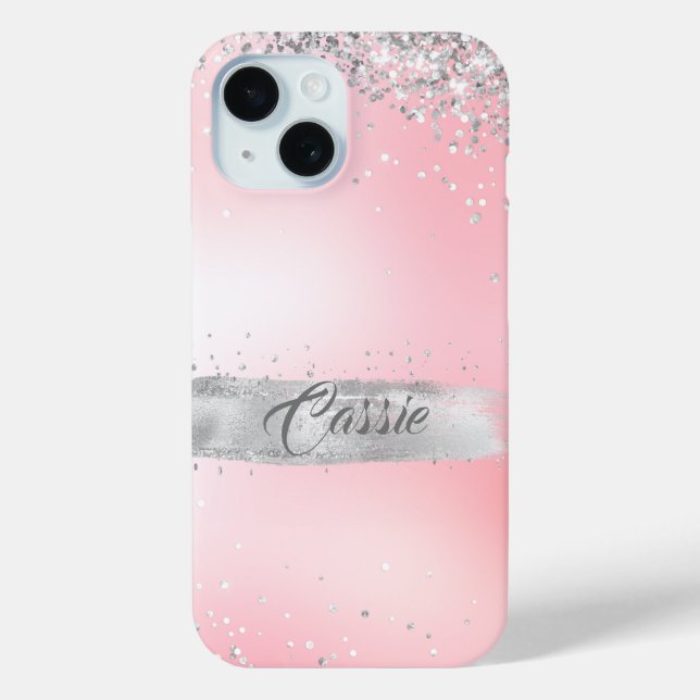 Silver Glitter Confetti Pink Glow Case-Mate iPhone Case (Back)