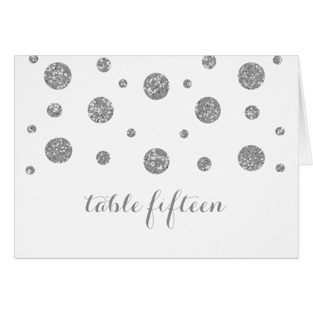 Silver Glitter Confetti Table Number Card (Front Horizontal)
