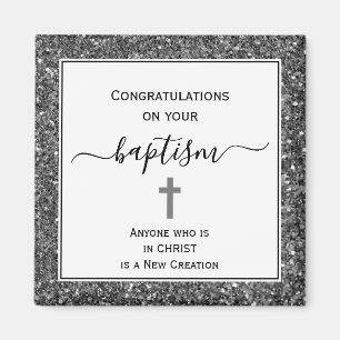 Silver Glitter Congratulations ADULT BAPTISM Magnet