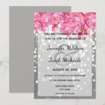 Silver glitter crystals pink floral wedding