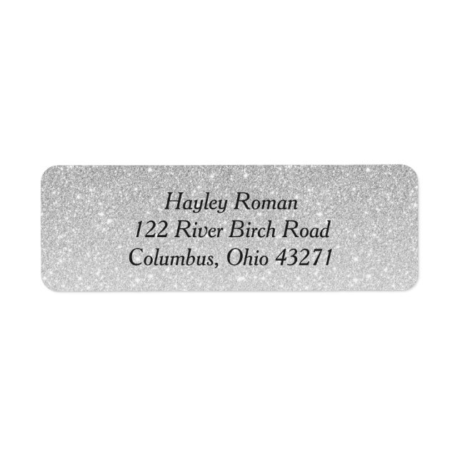 Silver Glitter Custom Address Label (Front)