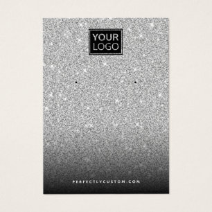 Silver glitter custom logo earring display card