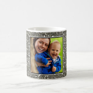 Silver Glitter Custom Photo Coffee Mug