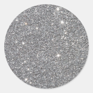 Silver Glitter Custom Trendy Classic Round Sticker