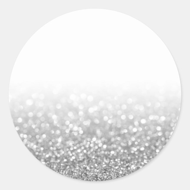 Silver Glitter Custom Trendy Classic Round Sticker (Front)