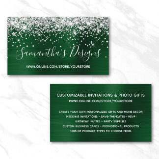 Silver Glitter Dark Green Foil Online Store Business Card