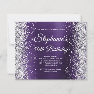 Silver Glitter Dark Violet Foil 50th Birthday