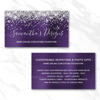 Silver Glitter Dark Violet Foil Online Store Business Card