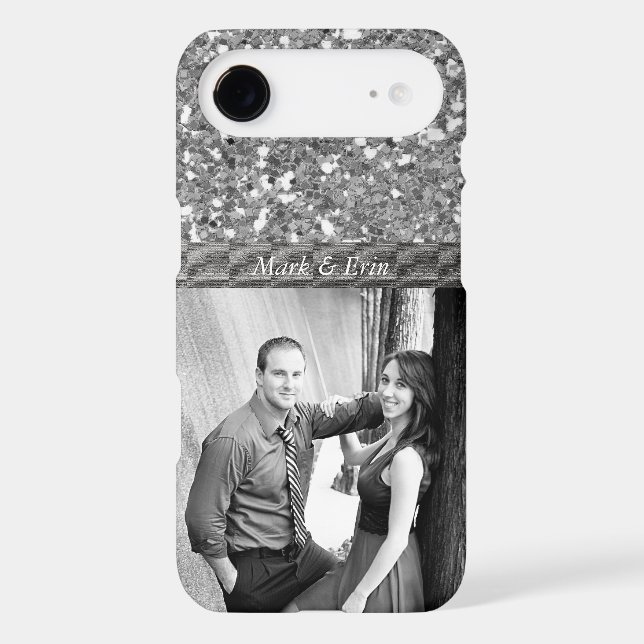 Silver Glitter Design Personalised Photo Case-Mate iPhone Case (Back)
