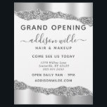 Silver Glitter Diamond Glam Business Grand Opening Flyer<br><div class="desc">Silver Glitter Diamond Glam Business Grand Opening Flyer. Elegant silver glitter hand lettered style calligraphy script professional design. Perfect for makeup artists,  hair stylists,  cosmetologists,  and more!</div>
