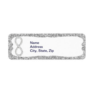 Silver Glitter Diamond Infinity Address Labels