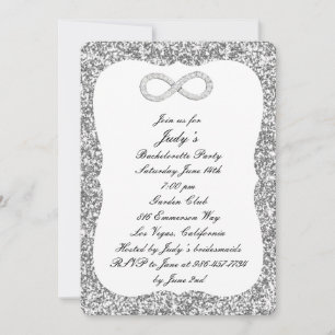 Silver Glitter Diamond Infinity Bachelorette Party Invitation