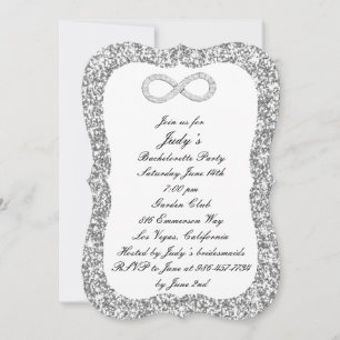 Silver Glitter Diamond Infinity Bachelorette Party Invitation