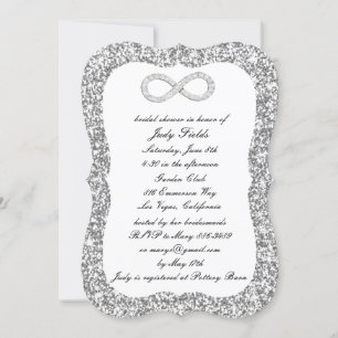 Silver Glitter Diamond Infinity Bridal Shower Invitation