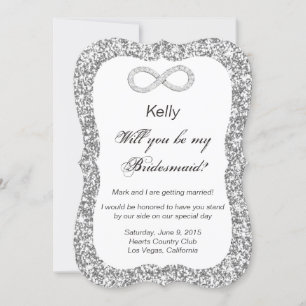 Silver Glitter Diamond Infinity Bridesmaid Card