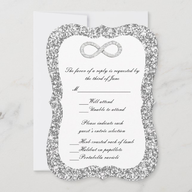 Silver Glitter Diamond Infinity Response Card (Front)