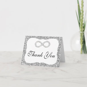 Silver Glitter Diamond Infinity Thank You Card
