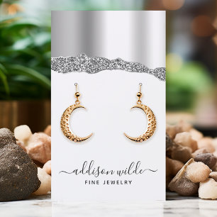 Silver Glitter Diamond Jewellery Earring Display Business Card