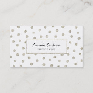 Silver glitter dots business card