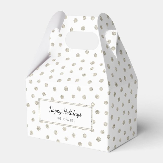 Silver glitter dots favour box (Front Side)