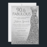 Silver Glitter Dress 90 & fabulous 90th Birthday Invitation<br><div class="desc">Silver Glitter Dress 90 & fabulous 90th Birthday Invitation
Variations to the invitation and matching items in our store</div>