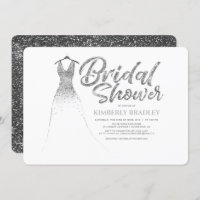Silver Glitter Dress Elegant White Bridal Shower