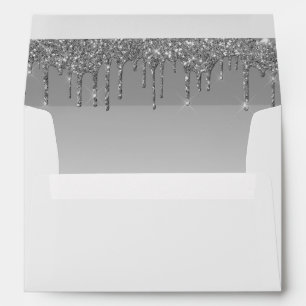 Silver Glitter Drips Baby Shower Feet Envelope