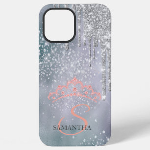 Silver Glitter Drips Diamonds Tiara Holographic iPhone 12 Pro Max Case