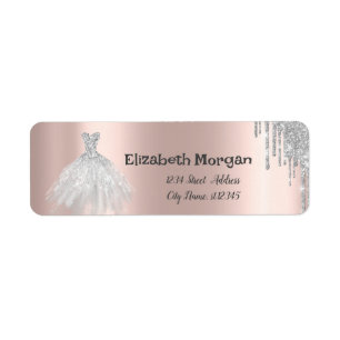 Silver Glitter Drips, Dress Rose Gold