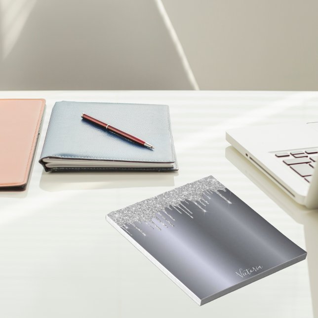 Silver glitter drips name notepad (Creator Uploaded)