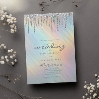 Silver Glitter Drips Rainbow Holographic Wedding