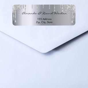 Silver glitter drips return address