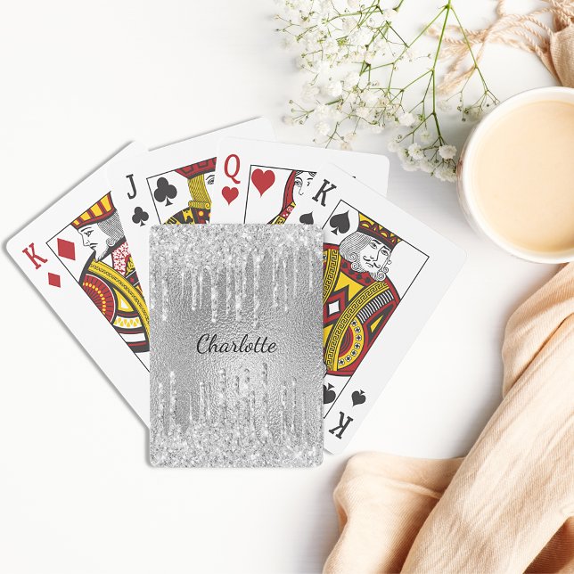 Silver glitter drips script  playing cards (Creator Uploaded)