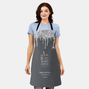 Silver Glitter Drops Bakery Tools Apron