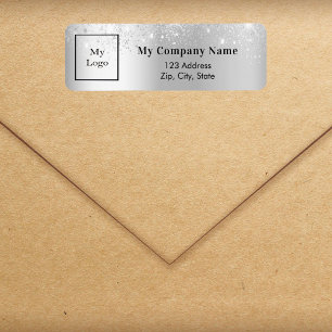Silver glitter dust business logo return address