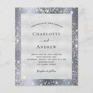 Silver glitter dust elegant wedding budget flyer