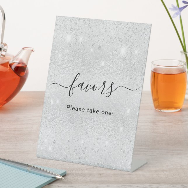 Silver glitter dust favours sign (In SItu)