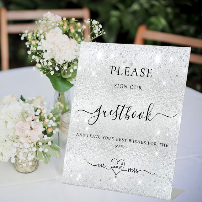 Silver glitter dust sign our wedding guest book (Creator Uploaded)