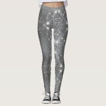 Silver Glitter Effect Dance Stretch Pants - Pant