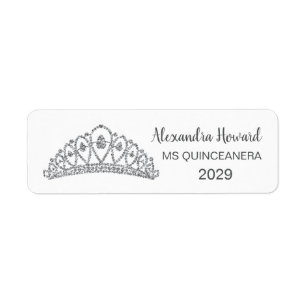 Silver glitter effect Tiara Quiinceanera