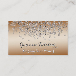 Silver Glitter Elegant Bronze  Event Planner Business Card