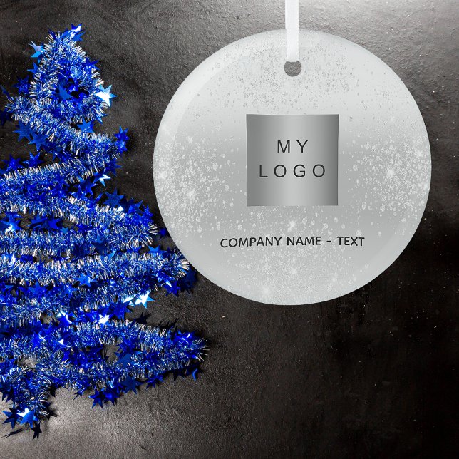 Silver glitter elegant business company logo glass tree decoration (Creator Uploaded)