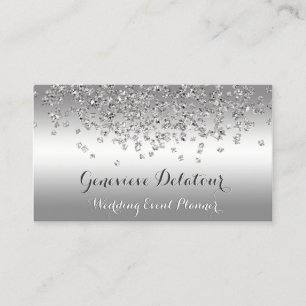 Silver Glitter Elegant Platinum Event Planner Business Card