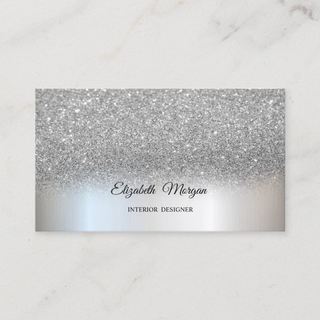 Silver  Glitter Elegant Professional Business Card (Front)