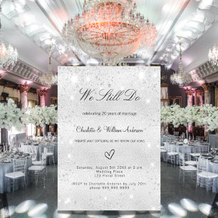 Silver glitter elegant vow renewal wedding invitation